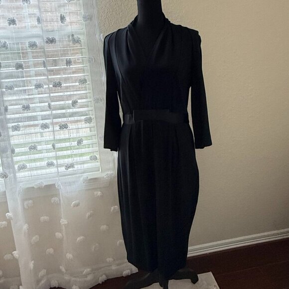 Antonio Melani Black Knitted Dress with 3/4 Sleeves for Office Elegant size S - Picture 13 of 16